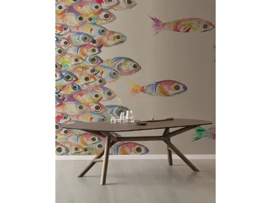 Carta da parati con soggetto pesci colorati Flutter di London Art