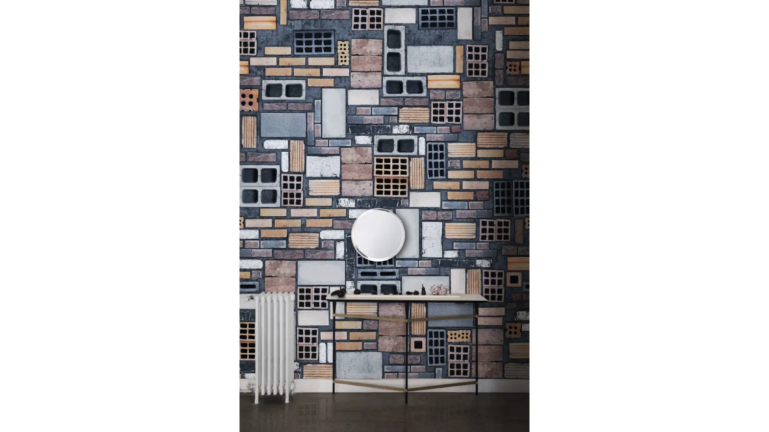 Carta da parati con mattoni colorati The Wall di London Art