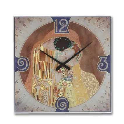 Orologio in cristallo temperato con serigrafia artistica Il Bacio di Adriani e Rossi