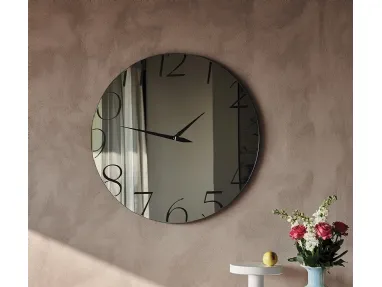 Specchio Orologio in cristallo specchiato serigrafato Moment di Cattelan Italia