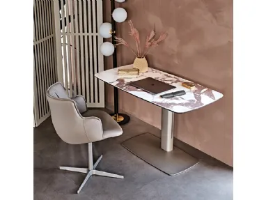 Scrittoio regolabile Runner Keramik con struttura in acciaio e piano in ceramica Marmi di Cattelan Italia