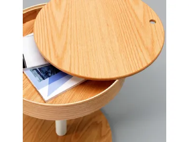 Tavolino Secret con top estraibile in legno curvato e struttura in metallo verniciato di Stones
