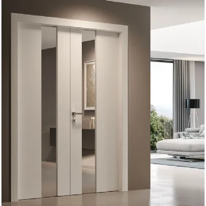 Porta per interni CL V Bianco Opaco con inserti in vetro Doppio Battente di BiHome