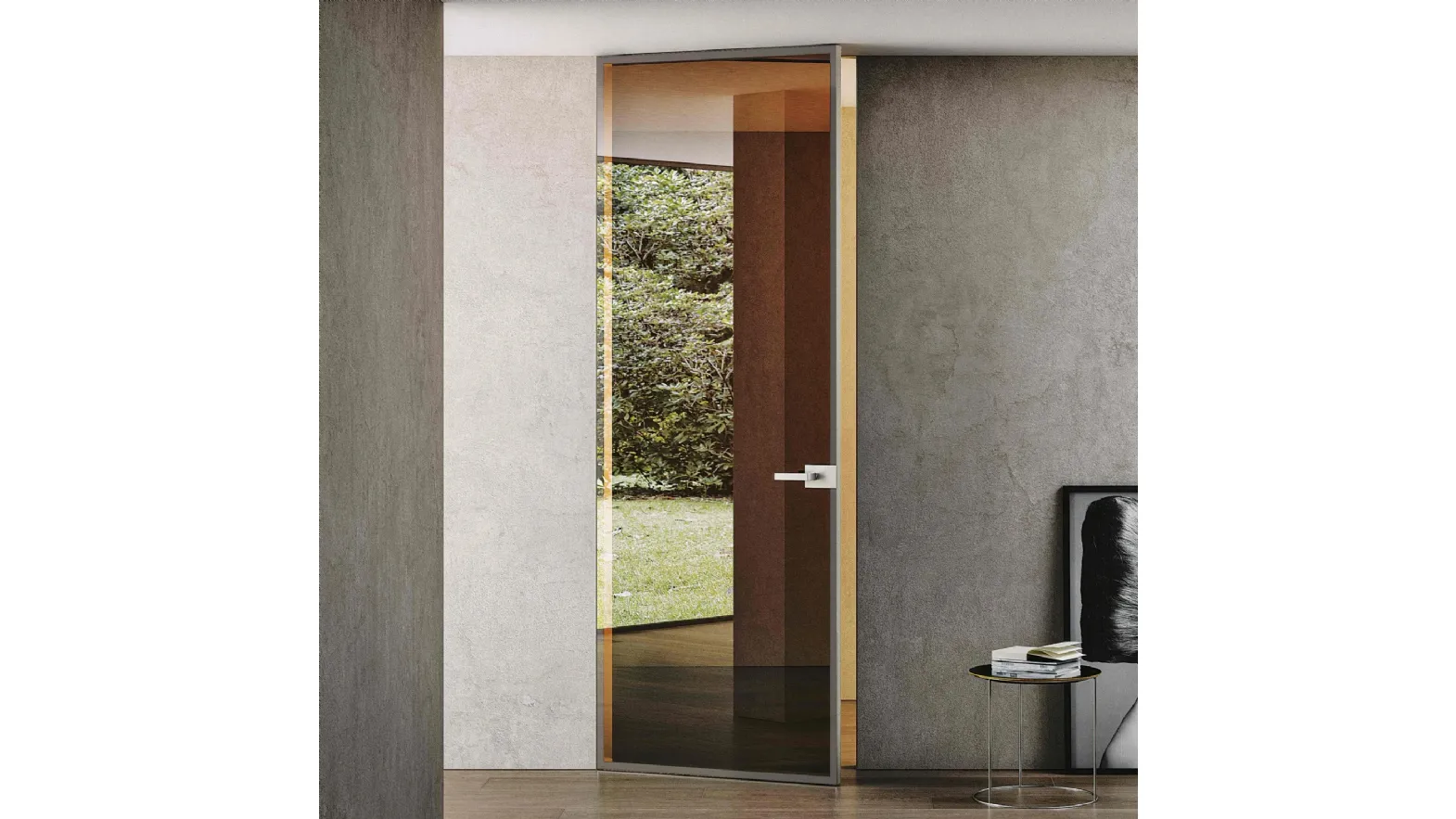 Porta per interni Filomuro Crystal Argento in vetro Reflex Bronzo di BiHome