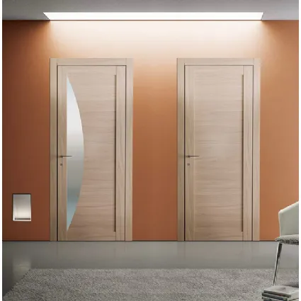 Porta per interni Grafite 334 in laminato con inserto in vetro e 301P in laminato Grano di BiHome