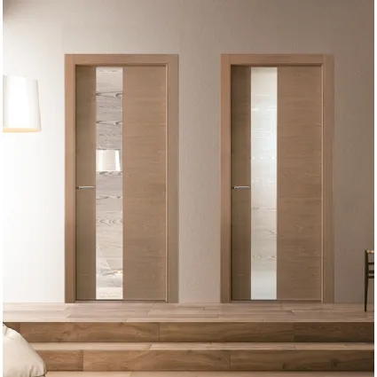 Porta per interni battente in laminato e vetro Materik 111 MV Nocciola di BiHome