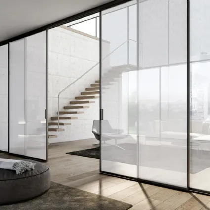 Porta scorrevole in vetro Plana Lino Naturale di BiHome