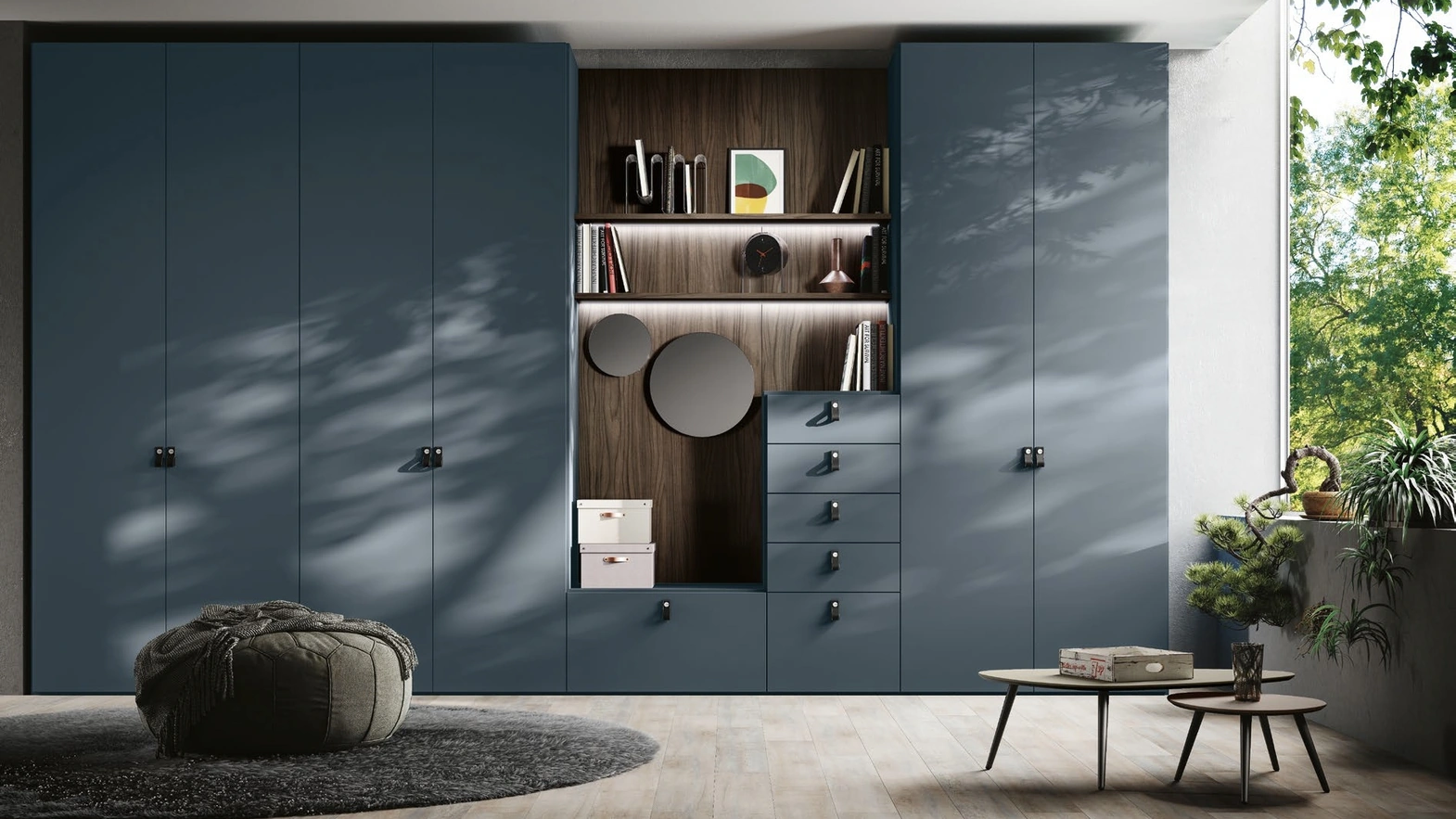 Armadio Drop finitura petrolio e noce moro di Imab