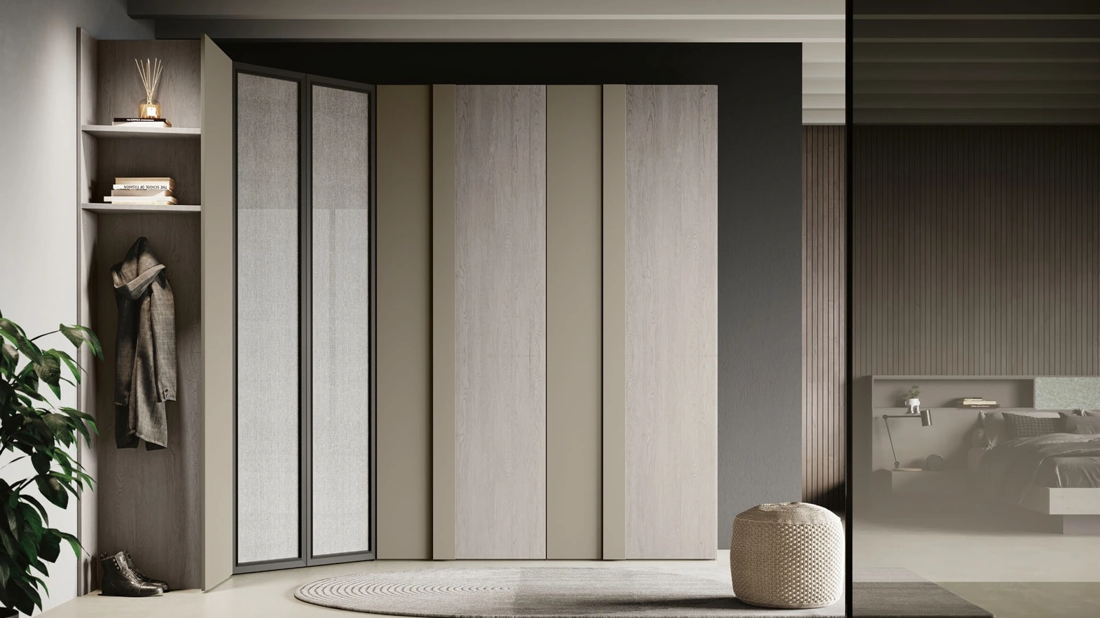 Armadio Gamma finitura rovere gessato e visone di Imab