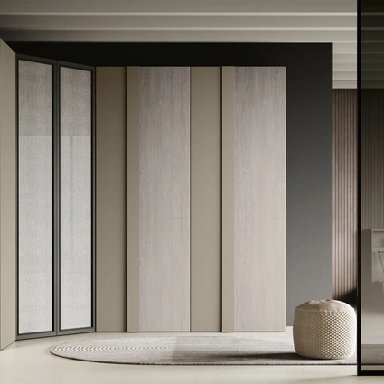 Armadio Gamma finitura rovere gessato e visone di Imab