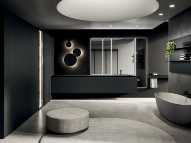 Mobile da Bagno sospeso 360Gradi 07 in Rovere laccato Nero di Arrital