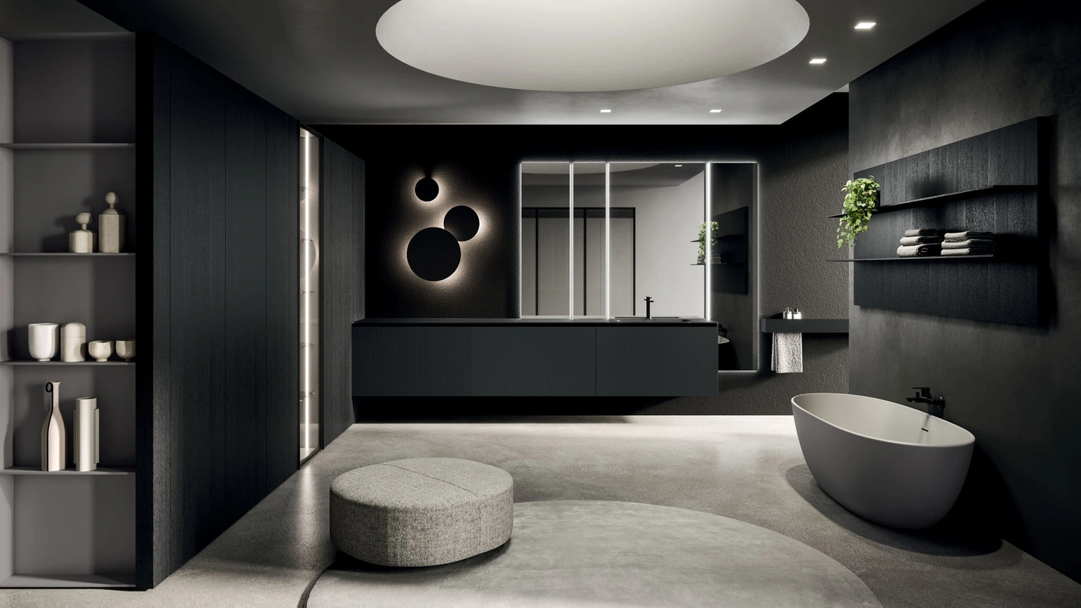 Mobile da Bagno sospeso 360Gradi 07 in Rovere laccato Nero di Arrital