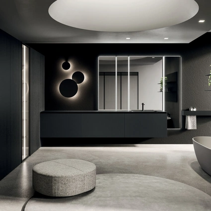 Mobile da Bagno sospeso 360Gradi 07 in Rovere laccato Nero di Arrital