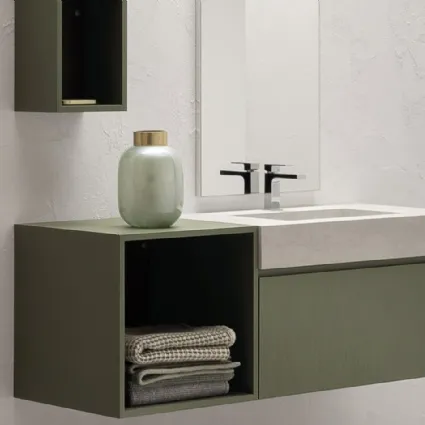 Mobile da Bagno in laccato opaco con vasca integrata in gres B-GO BG014 Compab