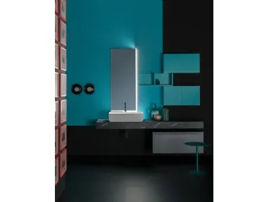 Mobile da Bagno sospeso in nobilitato e  laccato opaco e piano in laminato effetto pietra B GO CHROMATIC BG46 di Compab