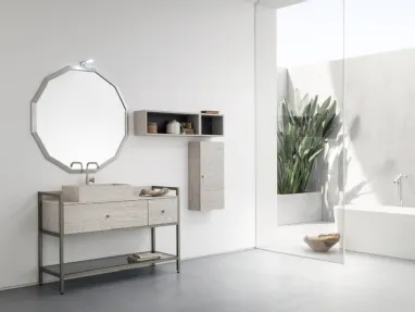 Mobile Bagno da appoggio in nobilitato effetto legno con piano e lavabo in HPL B201 BD022 di Compab