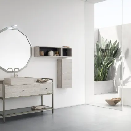 Mobile Bagno da appoggio in nobilitato effetto legno con piano e lavabo in HPL B201 BD022 di Compab