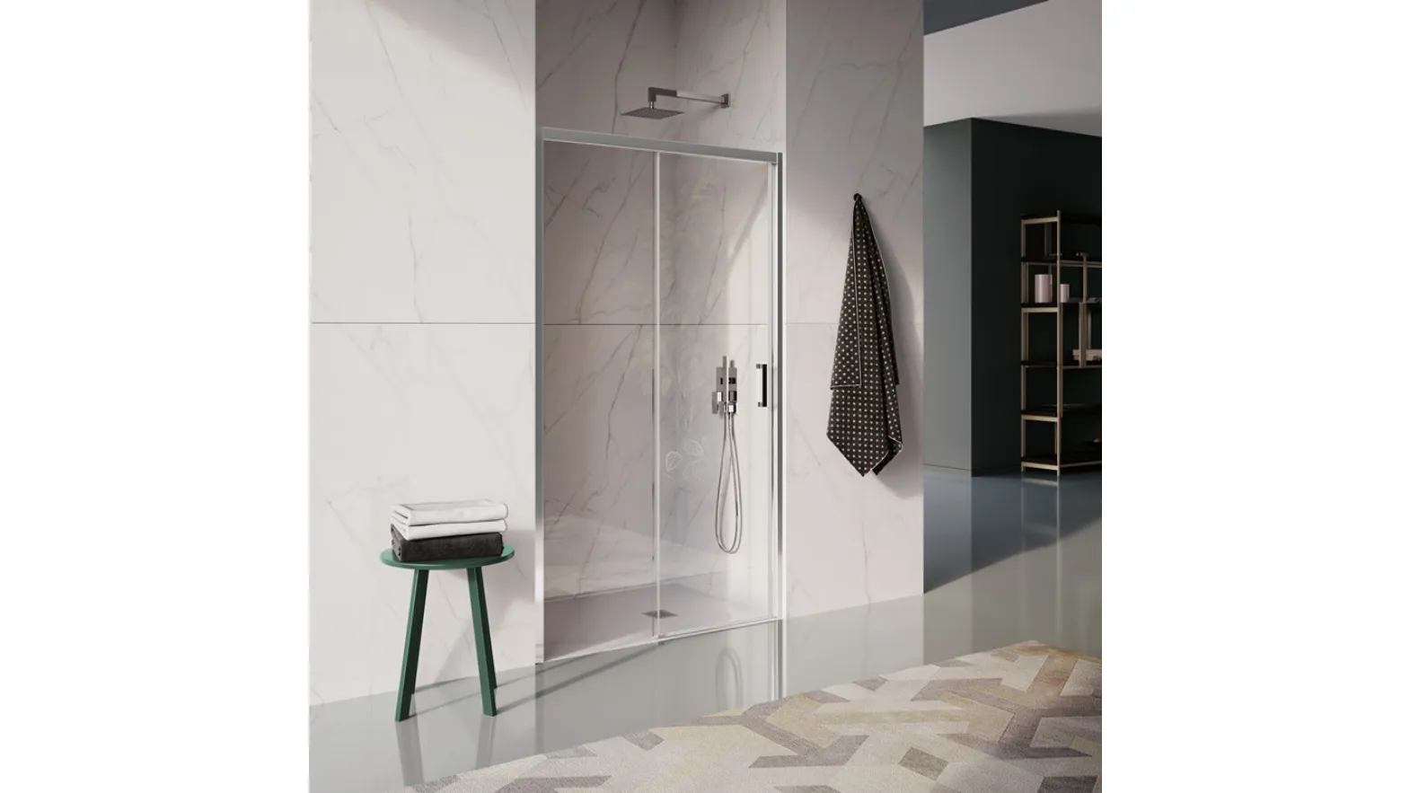 Box Doccia con porta scorrevole e profilo in alluminio brillantato cromo Classica Cee Art Sp di Samo