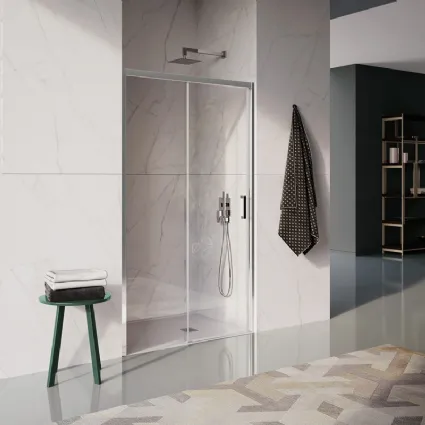 Box Doccia con porta scorrevole e profilo in alluminio brillantato cromo Classica Cee Art Sp di Samo