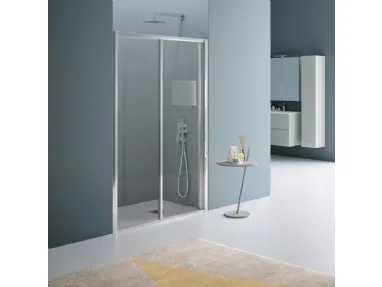 Box Doccia con porta scorrevole in vetro temperato trasparente e profili in alluminio brillantato cromo Dinamica America di Samo