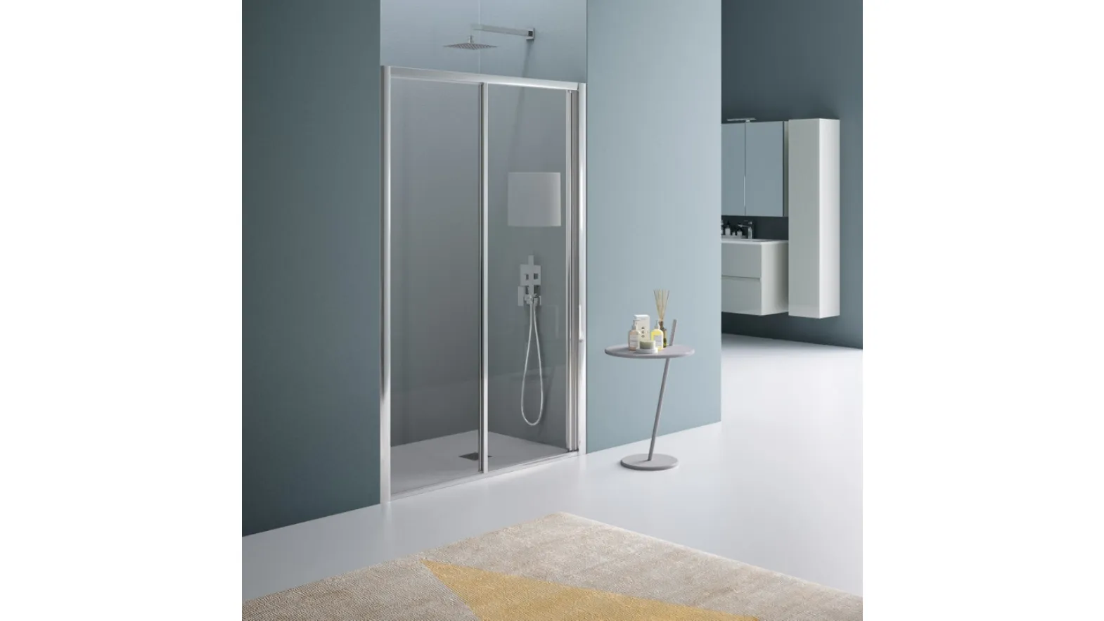 Box Doccia con porta scorrevole in vetro temperato trasparente e profili in alluminio brillantato cromo Dinamica America di Samo