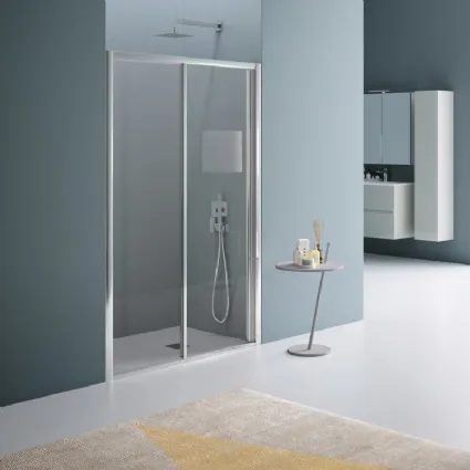 Box Doccia con porta scorrevole in vetro temperato trasparente e profili in alluminio brillantato cromo Dinamica America di Samo