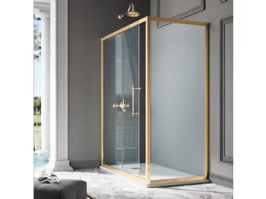 Box Doccia con anta scorrevole e profili in alluminio dorato Dolcevita Villa Borghese di Samo