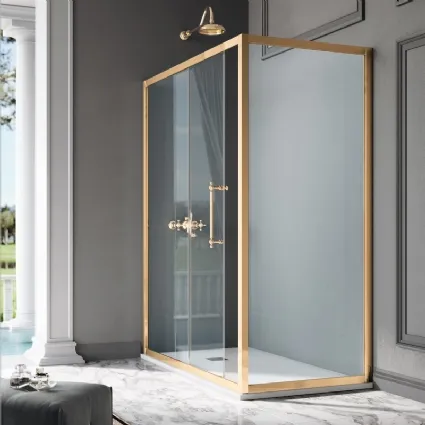 Box Doccia con anta scorrevole e profili in alluminio dorato Dolcevita Villa Borghese di Samo