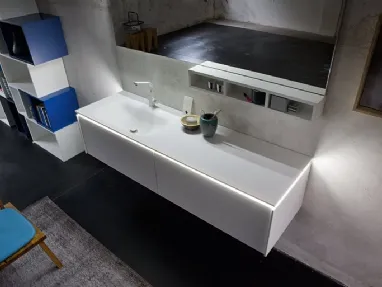 Mobile da Bagno sospeso in laccato super opaco con lavabo integrato in Corian K25 36 di Compab