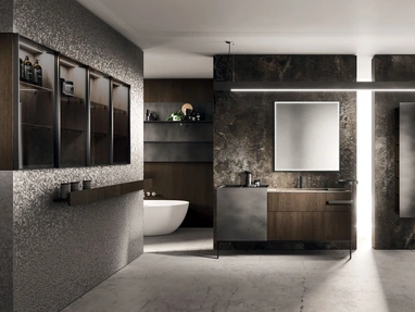 Mobile da Bagno a terra Lympha 02 in rovere e laccato ossidato di Arrital