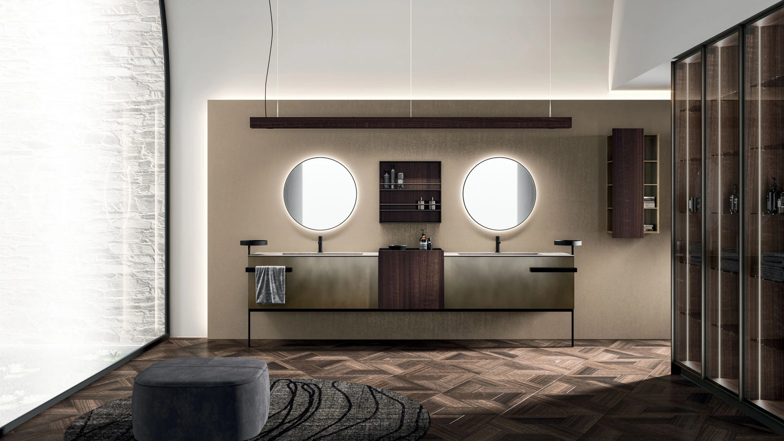 Mobile da Bagno a terra Lympha 06 in laccato ossidato ottone di Arrital