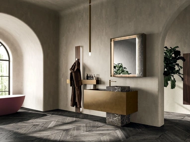 Mobile da Bagno a terra Must 02 in laccato Metal Bronzo e Marmo di Arrital