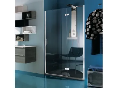 Box Doccia con porta battente apribile verso l'esterno e profili in alluminio Eccelsa Grand Polaris di Samo