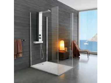 Box Doccia con piatto doccia rettangolare Eccelsa Stone bianco di Samo