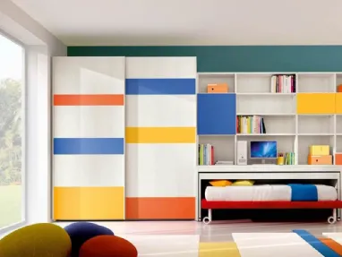 Cameretta 612 su misura salvaspazio con letto su ruote di Ferrimobili