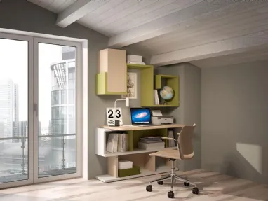 Cameretta Smart Working 015 componibile in laccato di Ferrimobili