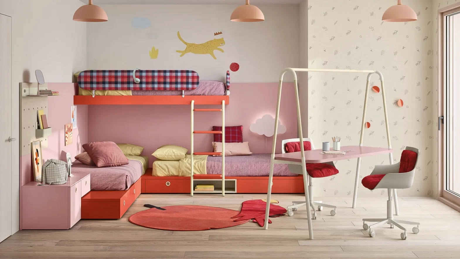 Cameretta con letto a castello Kids space 10 di Nidi