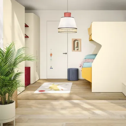 Cameretta con letti a castello Kids space 30 in melaminico di Nidi