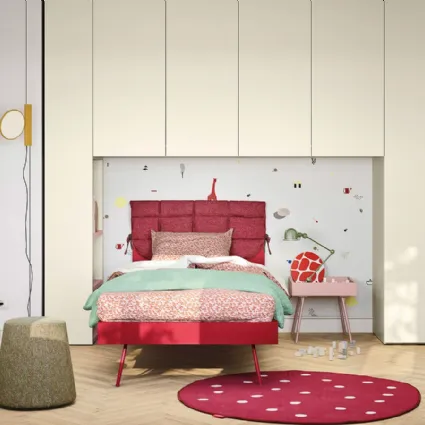 Cameretta a ponte in laccato color luna Kids space 23 di Nidi