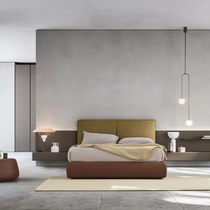 Letto in tessuto con boiserie Suite System 2 di Alf Da Frè