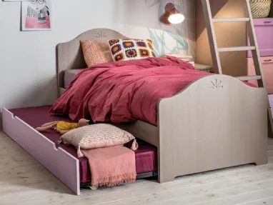 Letto singolo in legno massello con secondo letto estraibile Edonè di Callesella