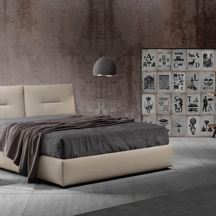 Letto matrimoniale Zoè Uno in vellutino imbottito di Excò