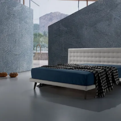 Letto matrimoniale con testiera importante in pelle trapuntata Twist Lersa 290 di Excò