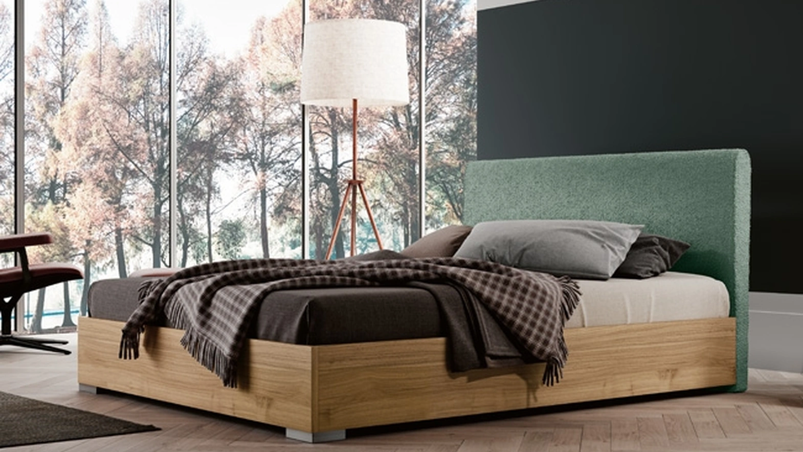 Letto matrimoniale in tessuto Morbidone Mixed di Imab