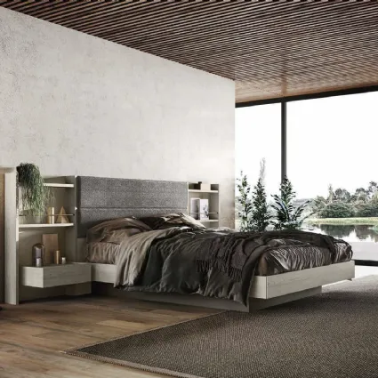 Letto con testiera rivestita in tessuto imbottito Nido Imab
