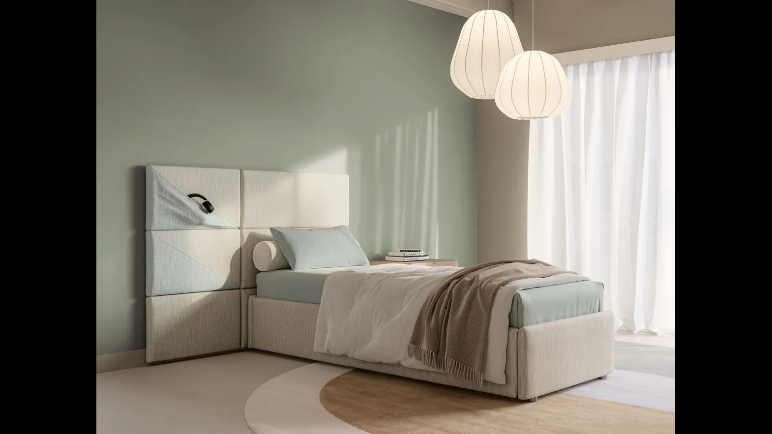 Letto singolo con box contenitore Boiserie Marlene di Twils