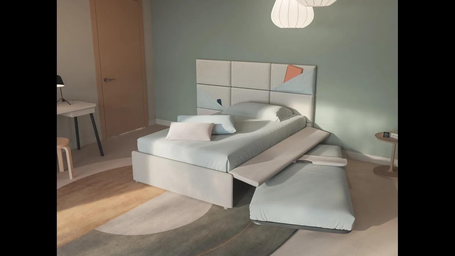 Letto singolo con letto estraibile Boiserie Marlene di Twils