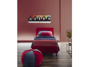 Letto singolo in tessuto con testiera Frick Round di Twils
