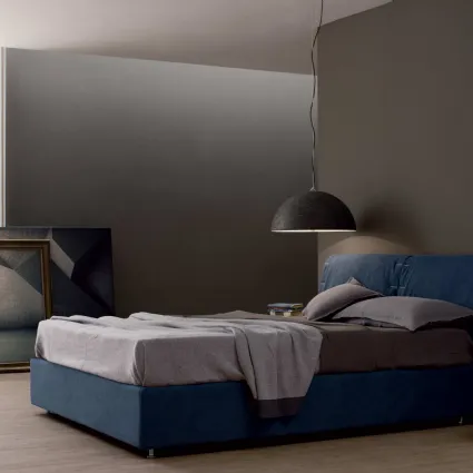 Letto in tessuto imbottito con testiera London di Spagnol Mobili
