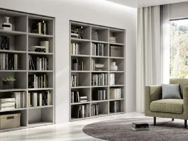 Libreria incassata a muro Bookcase 01 in laccato opaco di Spagnol Mobili